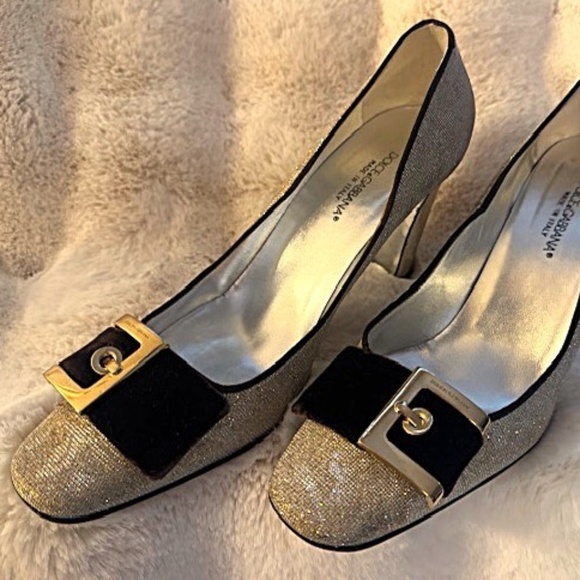 Gold Glitter DOLCE & GABBANA Pumps 7.5 [VINTAGE - GREAT CONDITION] - Picture 1 of 7